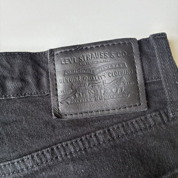 Levi’s Premium Wedgie Straight Leg Jeans Black Raw Hem Womens Size 27 Button Fly - Picture 5 of 16
